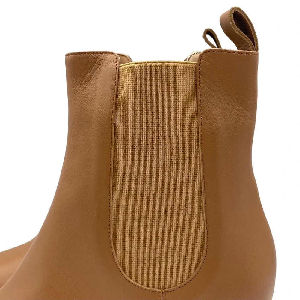 Kahmune Women's Boots Mila Nappa Leather Ankle Heeled Chelsea Neutral Winter NEW - Picture 3 of 11